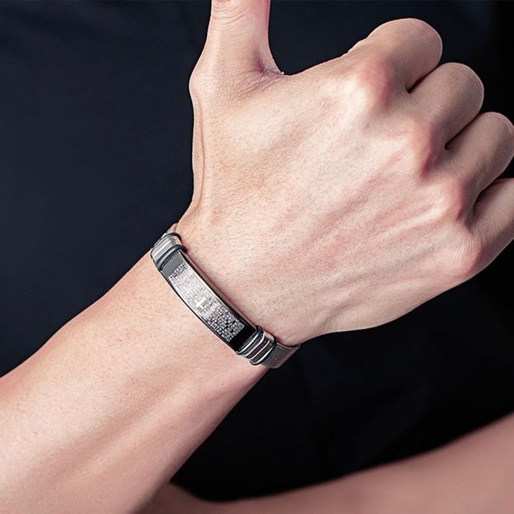 Pulseira Masculina De Aço Titanium Cross Bible
