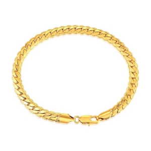 Pulseira Masculina Concisa Com Banho De Ouro 18k Trigo