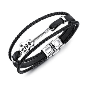 Pulseira Masculina De Couro De Guitarra