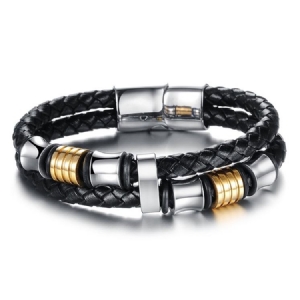 Pulseira Masculina De Couro Weave
