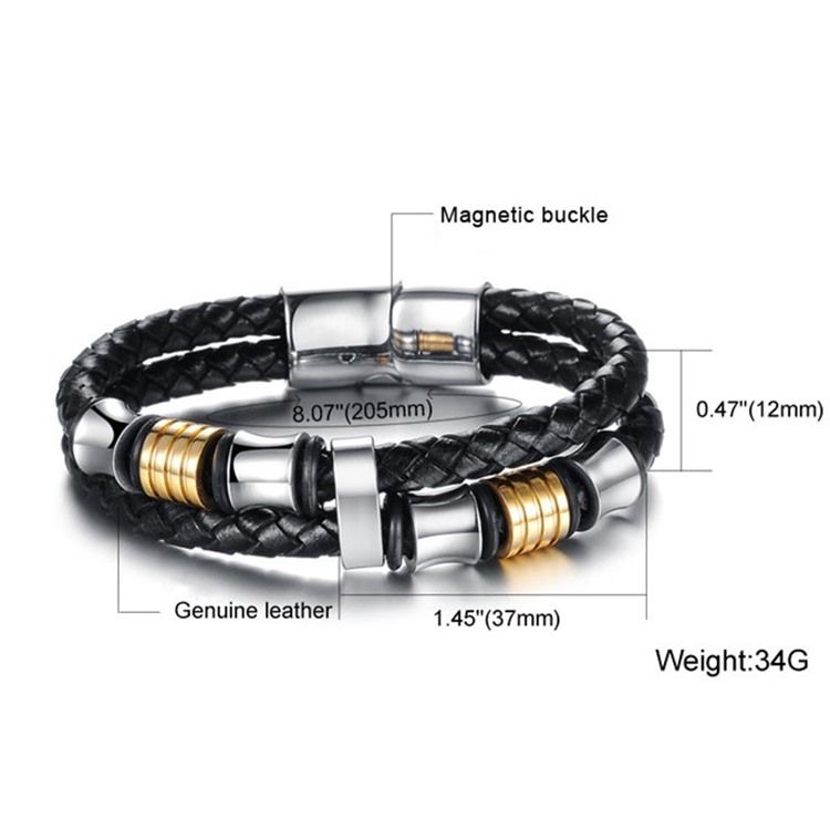Pulseira Masculina De Couro Weave