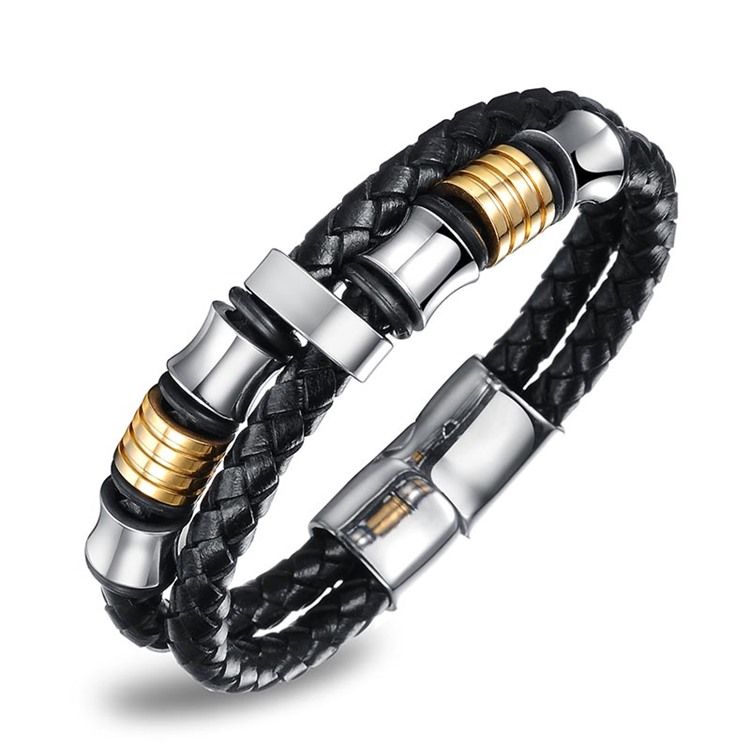 Pulseira Masculina De Couro Weave