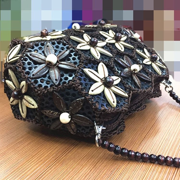 Bolsa De Coco Com Formato De Concha Em Estilo Étnico