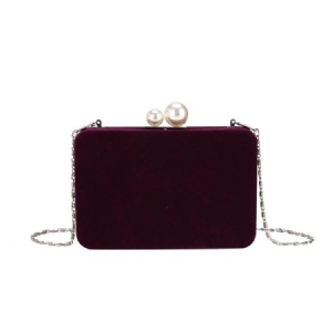 Bolsa Crossbody Com Aba Com Corrente De Veludo Simples
