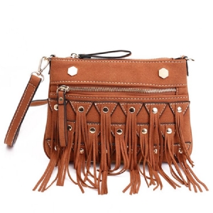 Bolsa Crossbody Com Borla Geométrica Vintage