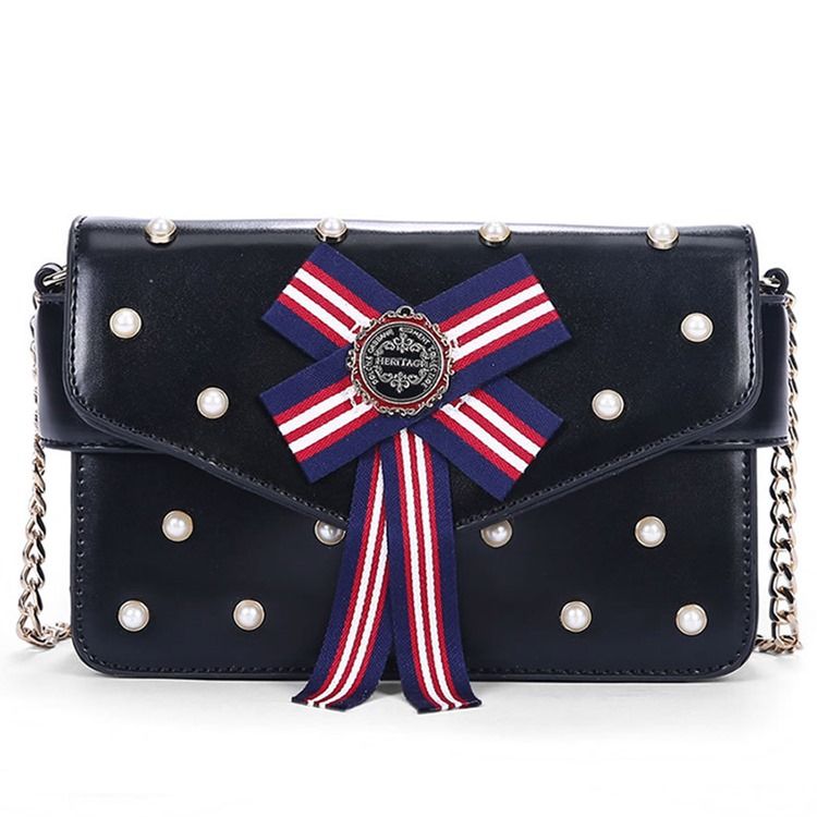 Bolsa De Ombro Vogue Pearl Stripe Decorada