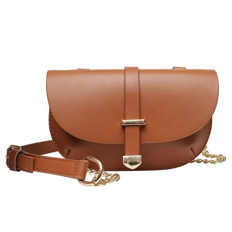 Bolsa Pu Lisa Em Meia-lua Para Sela Crossbody
