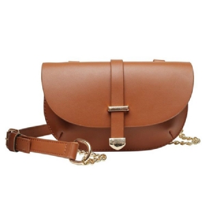 Bolsa Pu Lisa Em Meia-lua Para Sela Crossbody