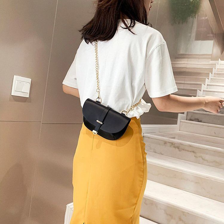 Bolsa Pu Lisa Em Meia-lua Para Sela Crossbody