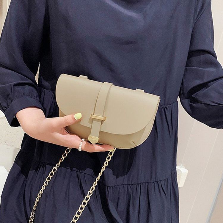 Bolsa Pu Lisa Em Meia-lua Para Sela Crossbody