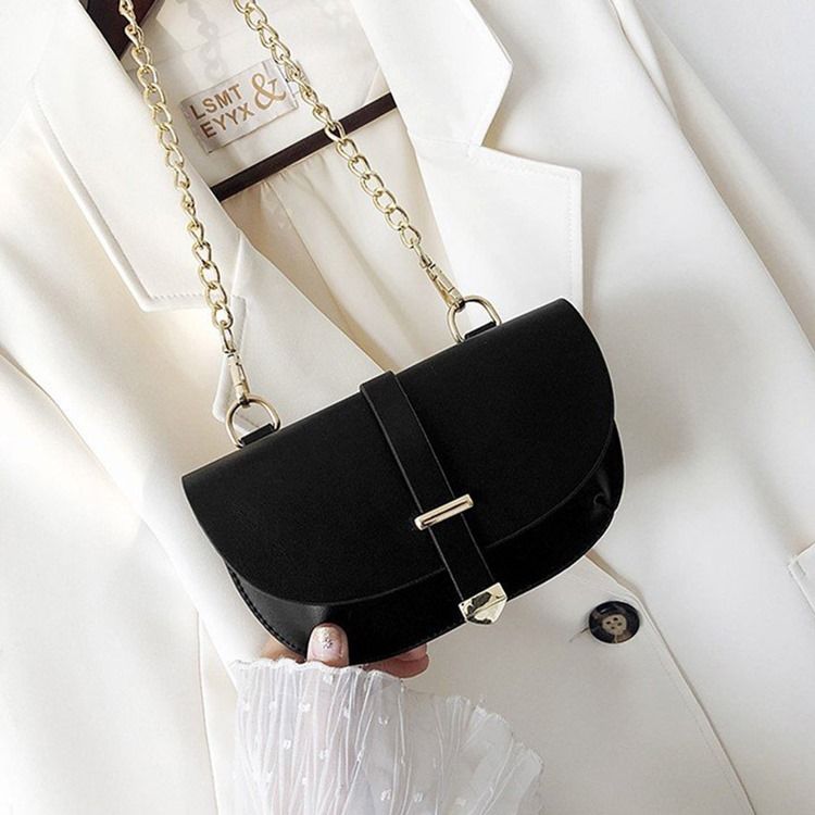 Bolsa Pu Lisa Em Meia-lua Para Sela Crossbody