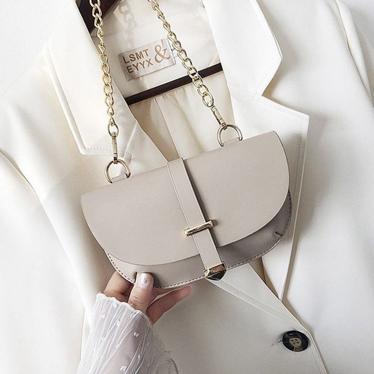 Bolsa Pu Lisa Em Meia-lua Para Sela Crossbody