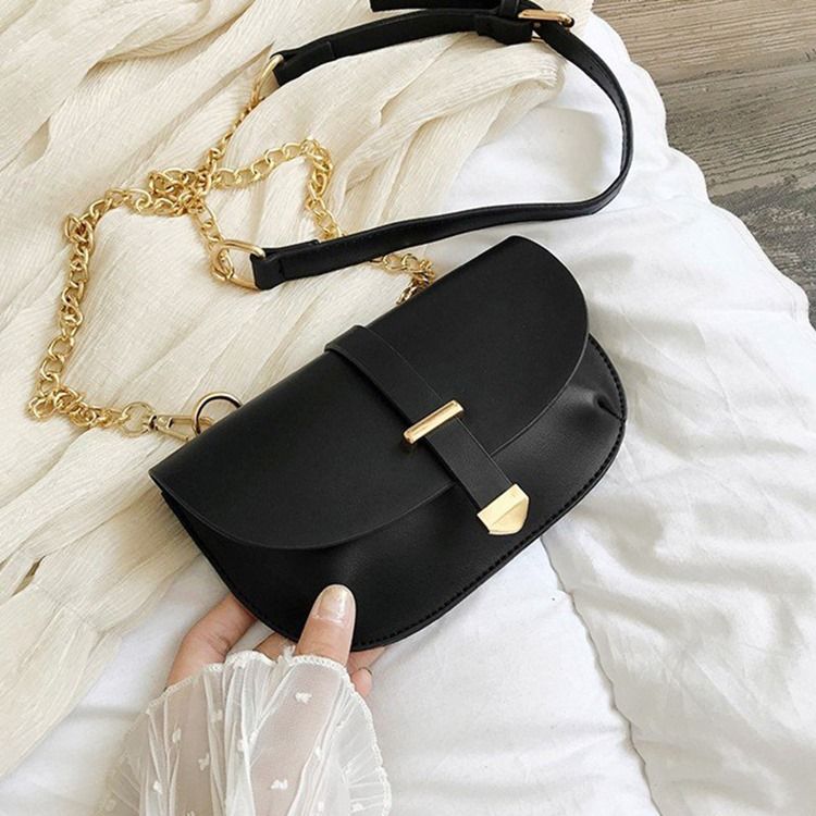 Bolsa Pu Lisa Em Meia-lua Para Sela Crossbody