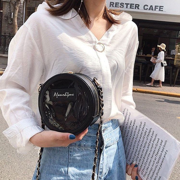 Bolsas Crossbody Circulares Com Zíper Pu