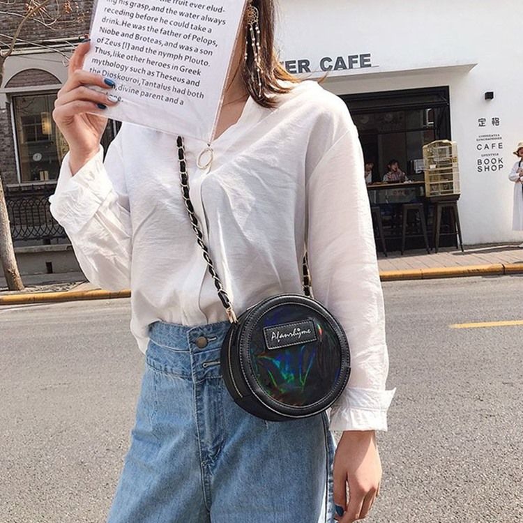 Bolsas Crossbody Circulares Com Zíper Pu