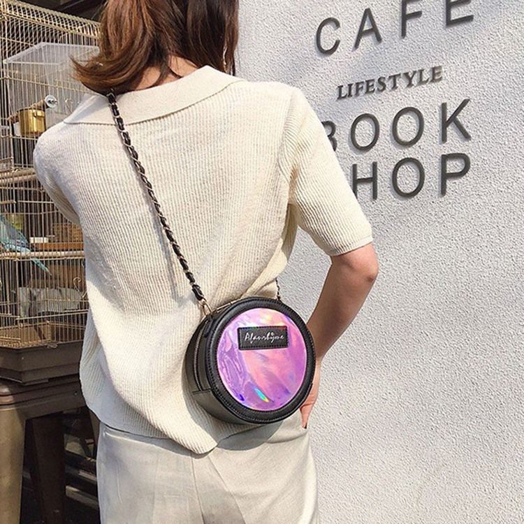 Bolsas Crossbody Circulares Com Zíper Pu