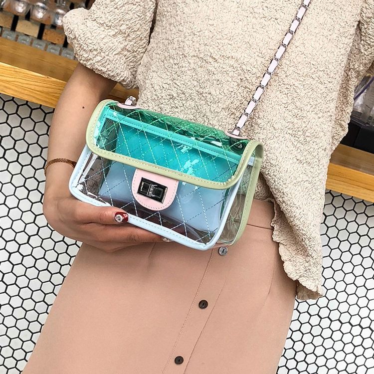 Bolsas Crossbody Com Aba De Mola Com Corrente De Manta De Poliéster