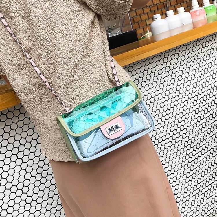 Bolsas Crossbody Com Aba De Mola Com Corrente De Manta De Poliéster