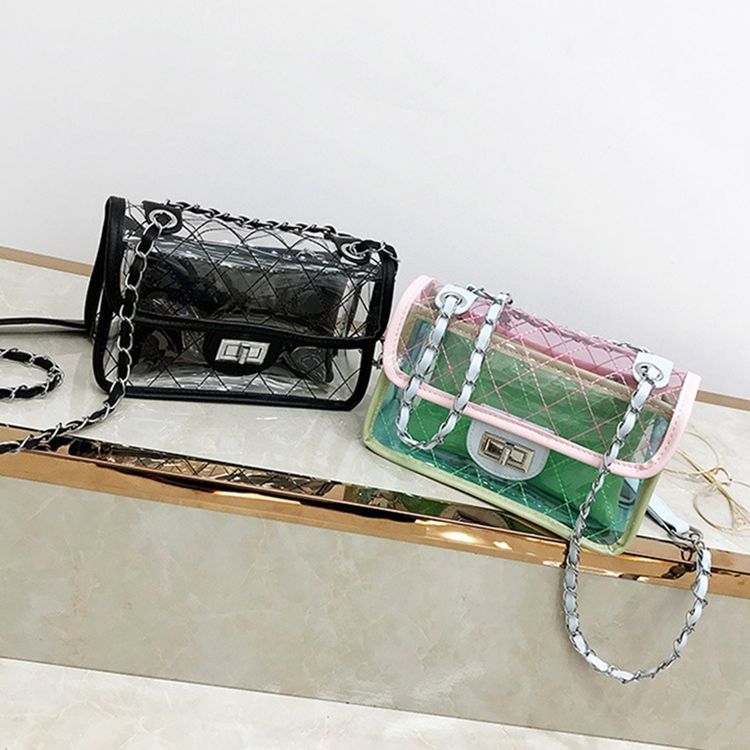 Bolsas Crossbody Com Aba De Mola Com Corrente De Manta De Poliéster