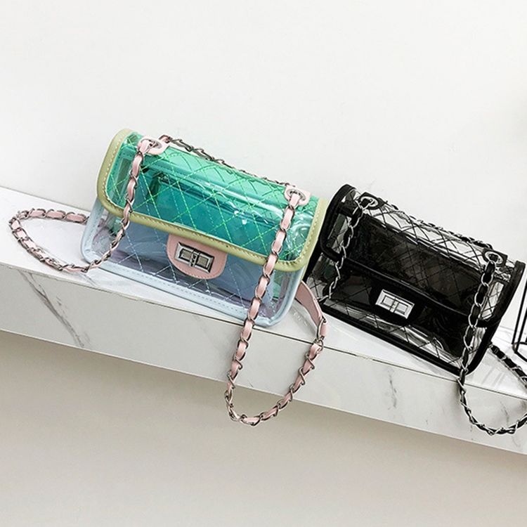 Bolsas Crossbody Com Aba De Mola Com Corrente De Manta De Poliéster