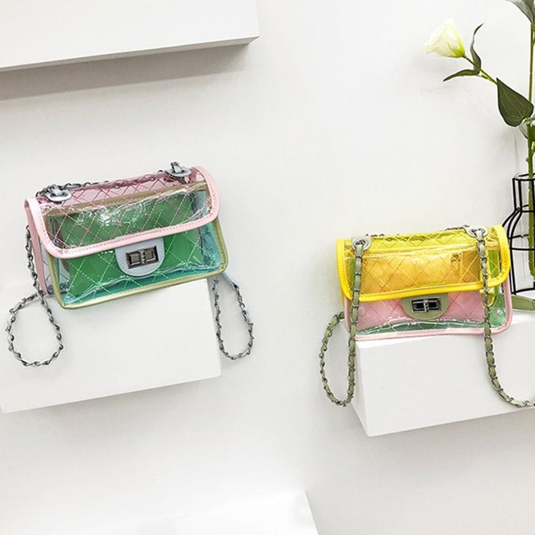 Bolsas Crossbody Com Aba De Mola Com Corrente De Manta De Poliéster