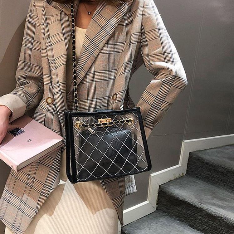Bolsas Crossbody Com Abas Simples Em Patchwork De Pu