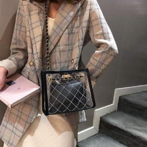 Bolsas Crossbody Com Abas Simples Em Patchwork De Pu
