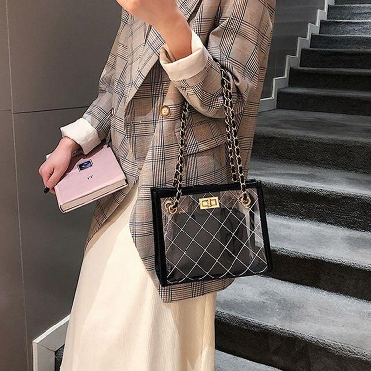 Bolsas Crossbody Com Abas Simples Em Patchwork De Pu
