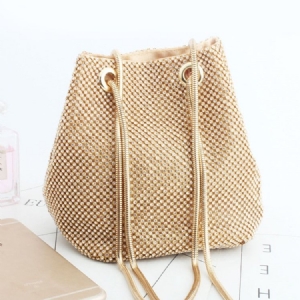Bolsas De Ombro Em Formato De Barril Simples De Diamante De Cetim