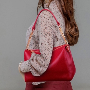 Bolsas De Ombro Femininas Retangulares Lisas Com Corrente De Pu