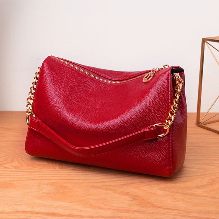 Bolsas De Ombro Femininas Retangulares Lisas Com Corrente De Pu