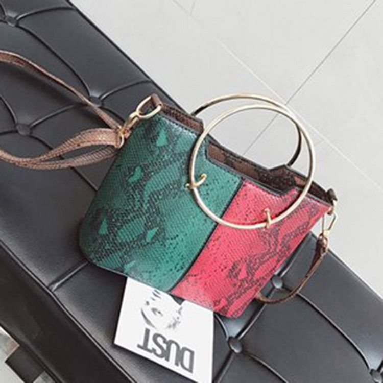 Bolsas De Ombro Quadradas Em Bloco De Cor Serpentina Pu