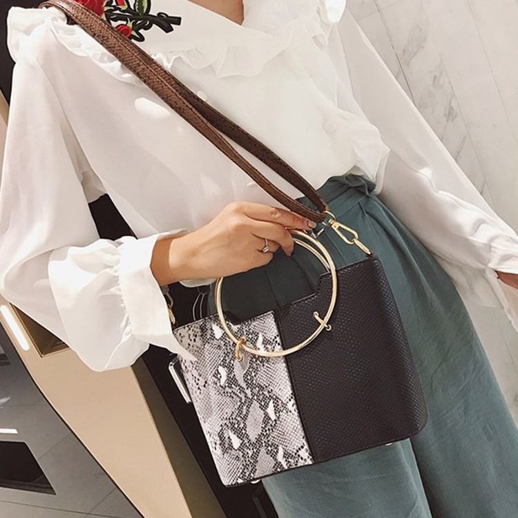 Bolsas De Ombro Quadradas Em Bloco De Cor Serpentina Pu