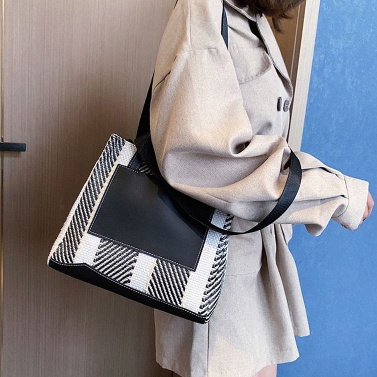 Bolsas De Ombro Retângulo Com Listras De Pu