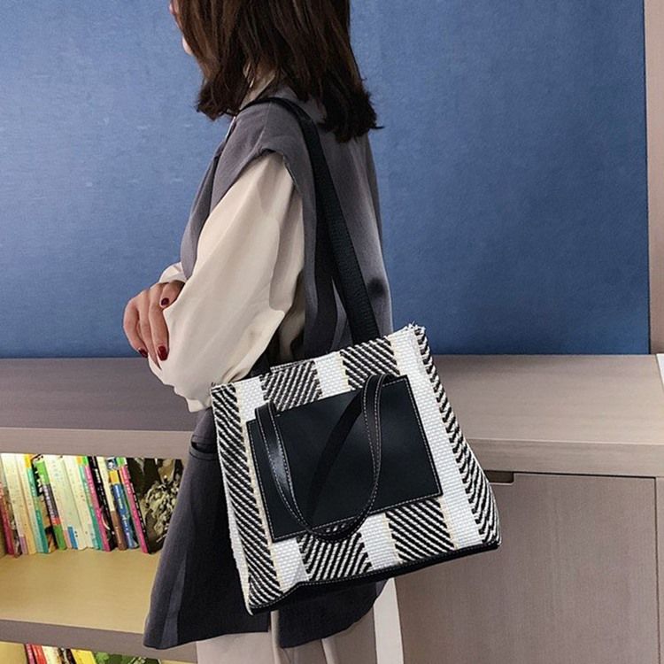 Bolsas De Ombro Retângulo Com Listras De Pu