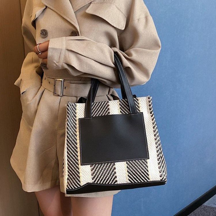 Bolsas De Ombro Retângulo Com Listras De Pu