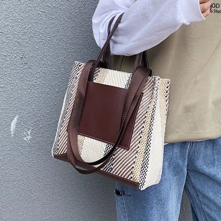 Bolsas De Ombro Retângulo Com Listras De Pu