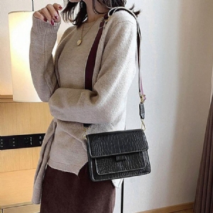 Embossing Alligator Pu Retangular Bolsas Crossbody Casual