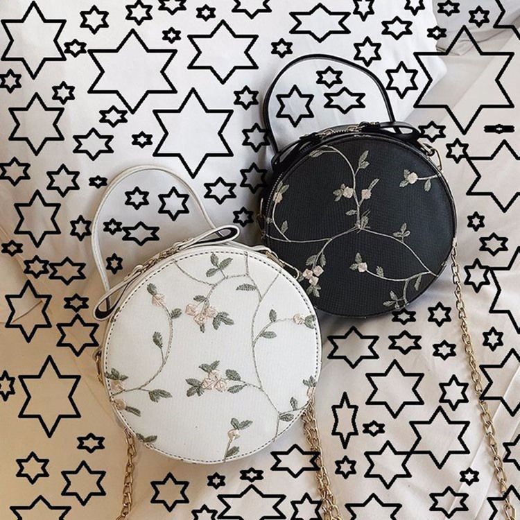 Fio Pu Floral Zipper Circular Sacos Crossbody