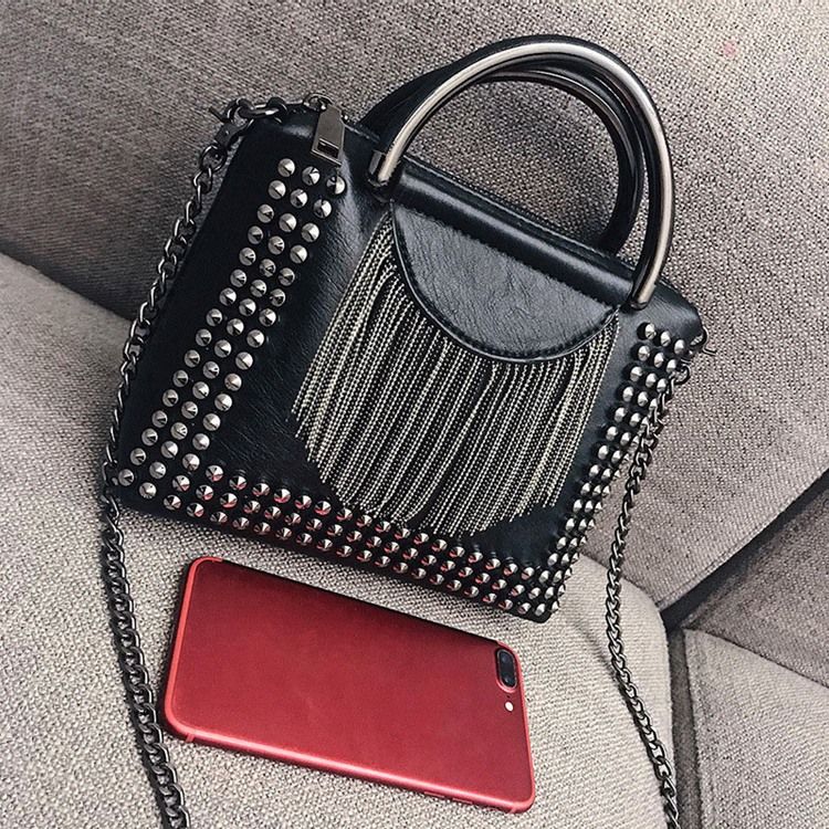 Rebite Pu Retângulo Simples Crossbody Sacos