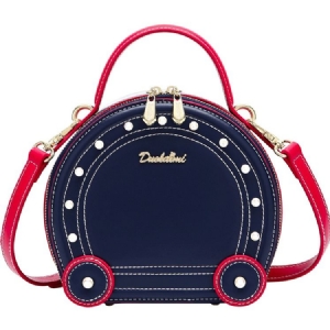 Sacos Circulares Crossbody Em Pu Com Bloco De Cores