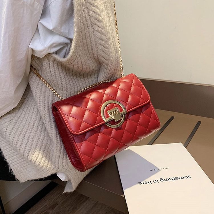 Sacos Crossbody Casual De Fio Xadrez Pu Retângulo