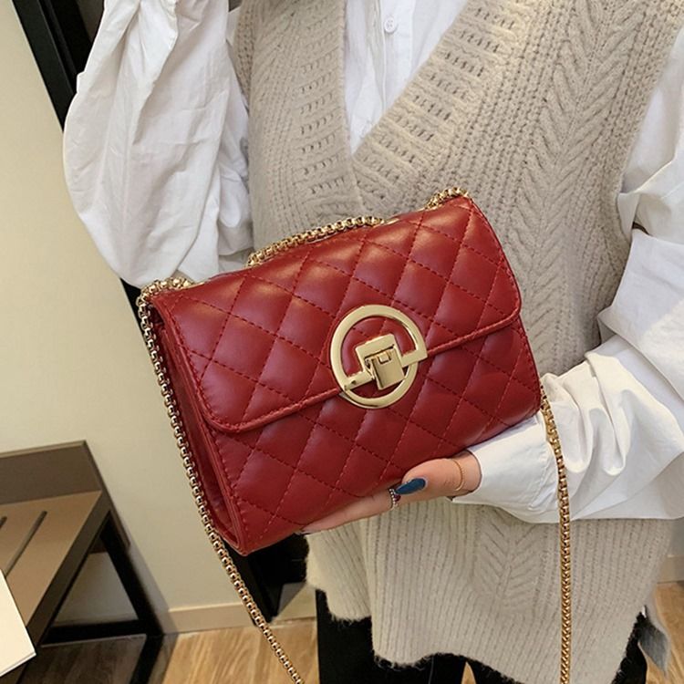 Sacos Crossbody Casual De Fio Xadrez Pu Retângulo