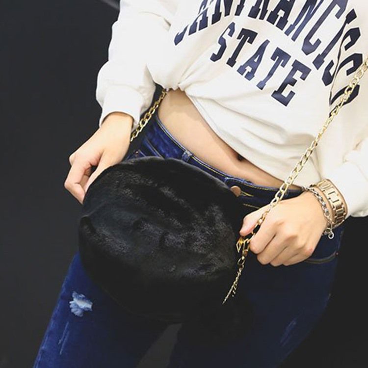 Sacos Crossbody Circular Simples Corrente De Pele Faux
