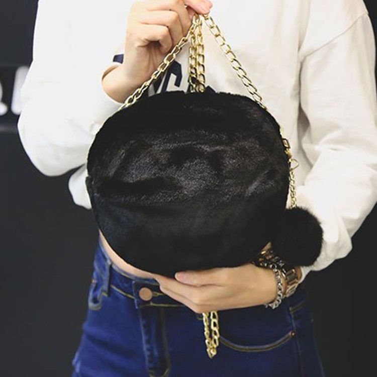 Sacos Crossbody Circular Simples Corrente De Pele Faux