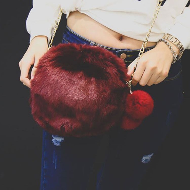 Sacos Crossbody Circular Simples Corrente De Pele Faux