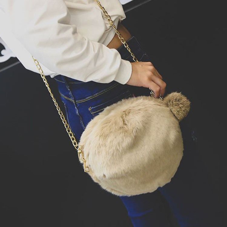 Sacos Crossbody Circular Simples Corrente De Pele Faux