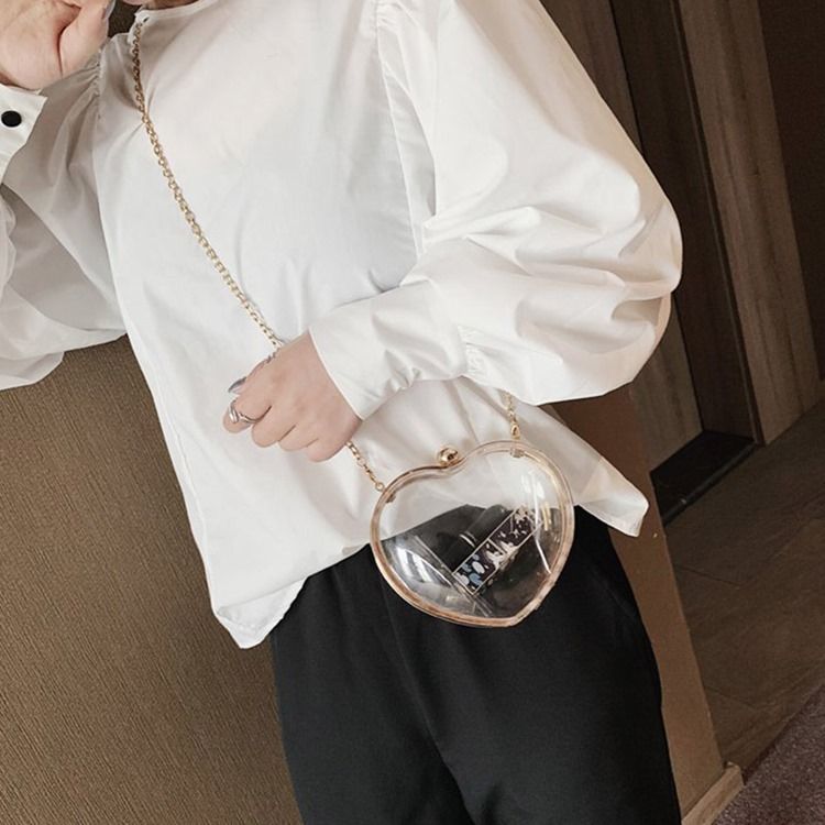Sacos Crossbody Em Forma De Coração Com Corrente De Plástico Abs