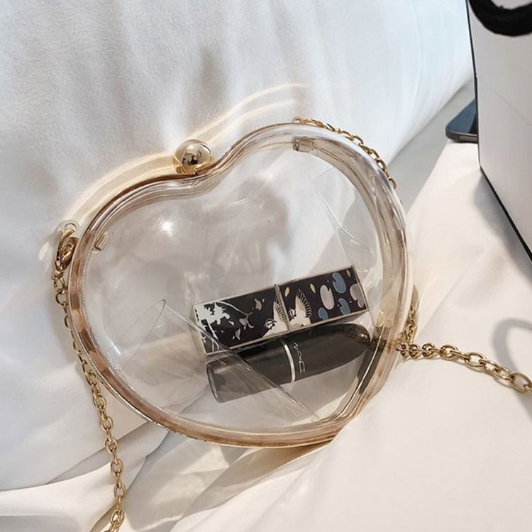 Sacos Crossbody Em Forma De Coração Com Corrente De Plástico Abs