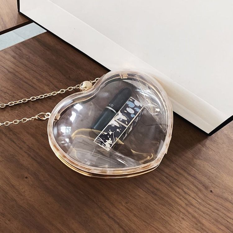 Sacos Crossbody Em Forma De Coração Com Corrente De Plástico Abs